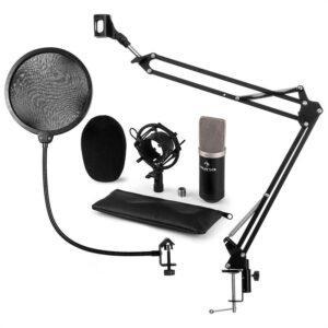 Auna CM003 MIKROFONNÍ SADA V4 kondenzátorové mikrofony XLR mikrofonní RAMENO POP FILTER ČERNÁ BARVA