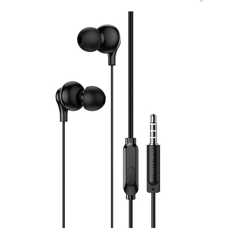 Borofone sluchátka 3.5 mm jack s mikrofonem - Černá
