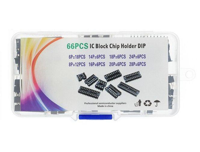 Sada DIP IC adaptérů 6 - 28 pinů - 66 kusů