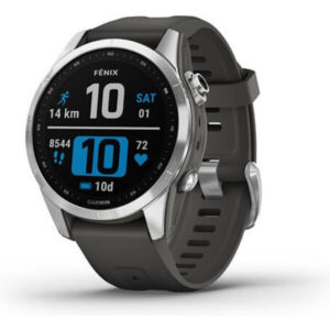 Garmin fenix 7S Glass Silver / Graphite Silicone Band